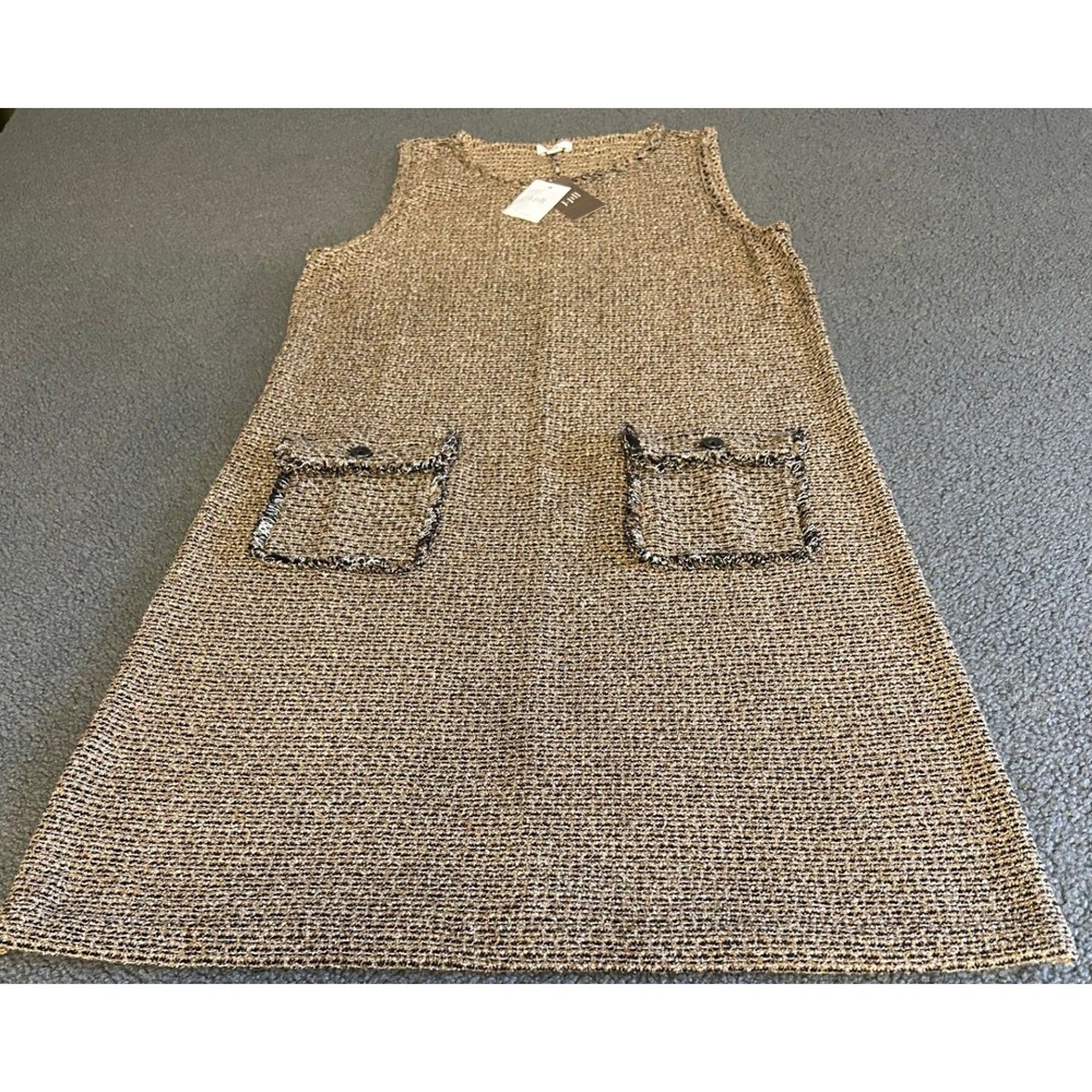 J. Jill Shift Dress Womens Small Butterscotch Marl Textured Knit Sleeveless NWT